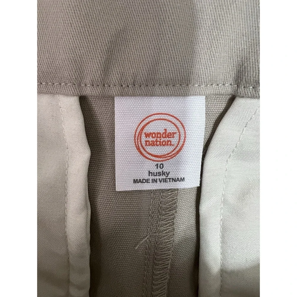 Wonder Nation School Uniform Chino Pants Boys Khaki Stretch Husky Size 10 - Picture 6 of 12
